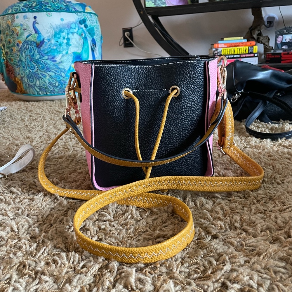 Pink and black crossbody bag USED ONCE bag inside